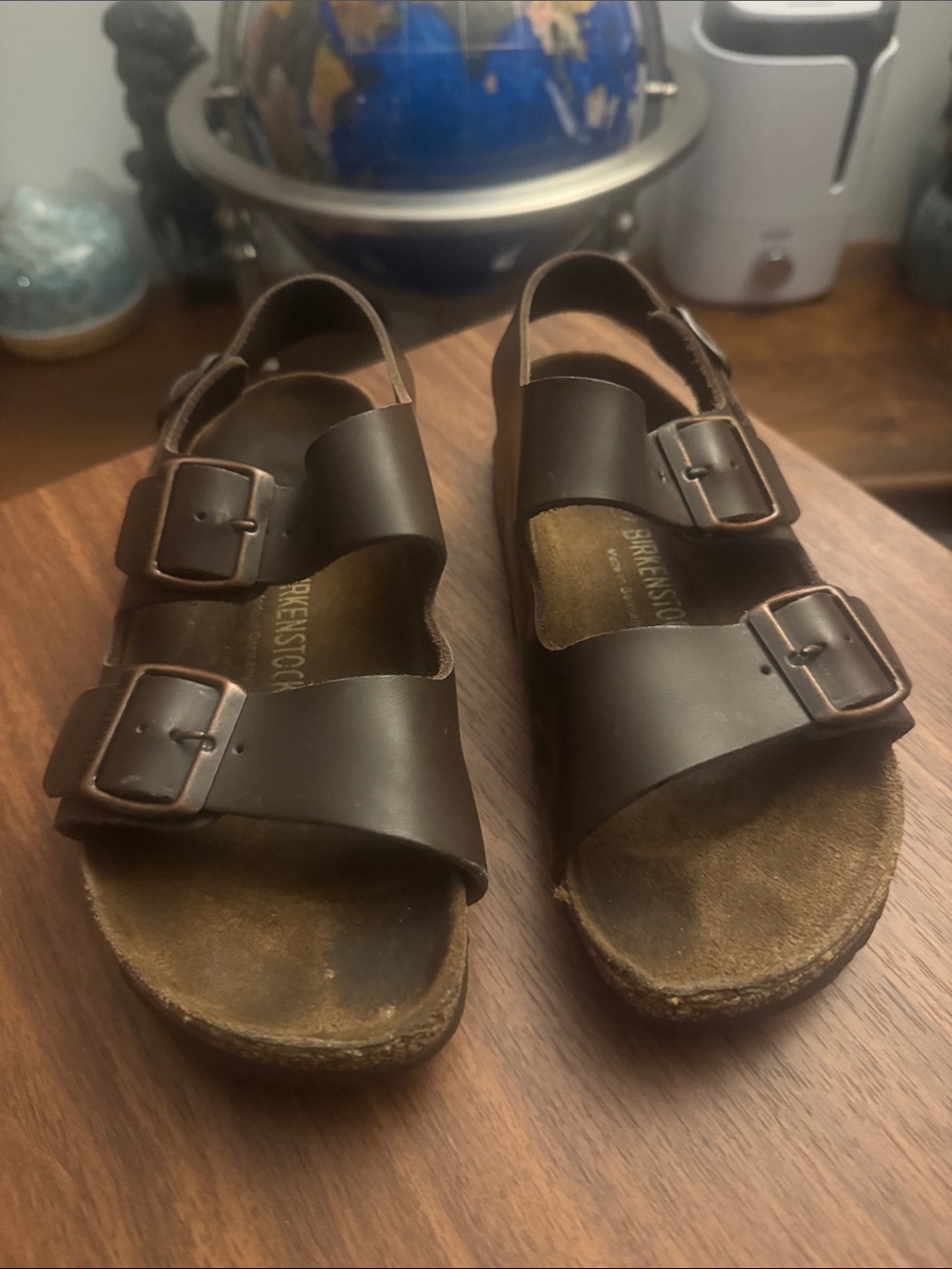 Birkenstock Dark Brown Two-Strap Sandals